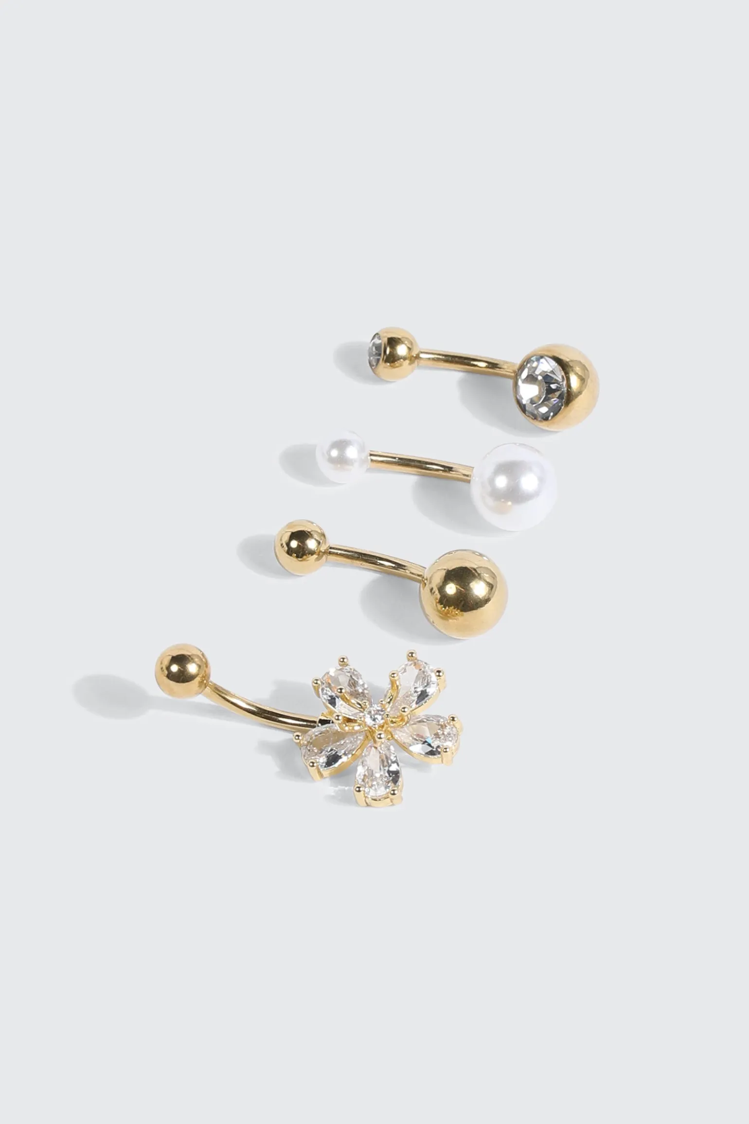 4-Pack 14K Gold Plated Navel Piercings