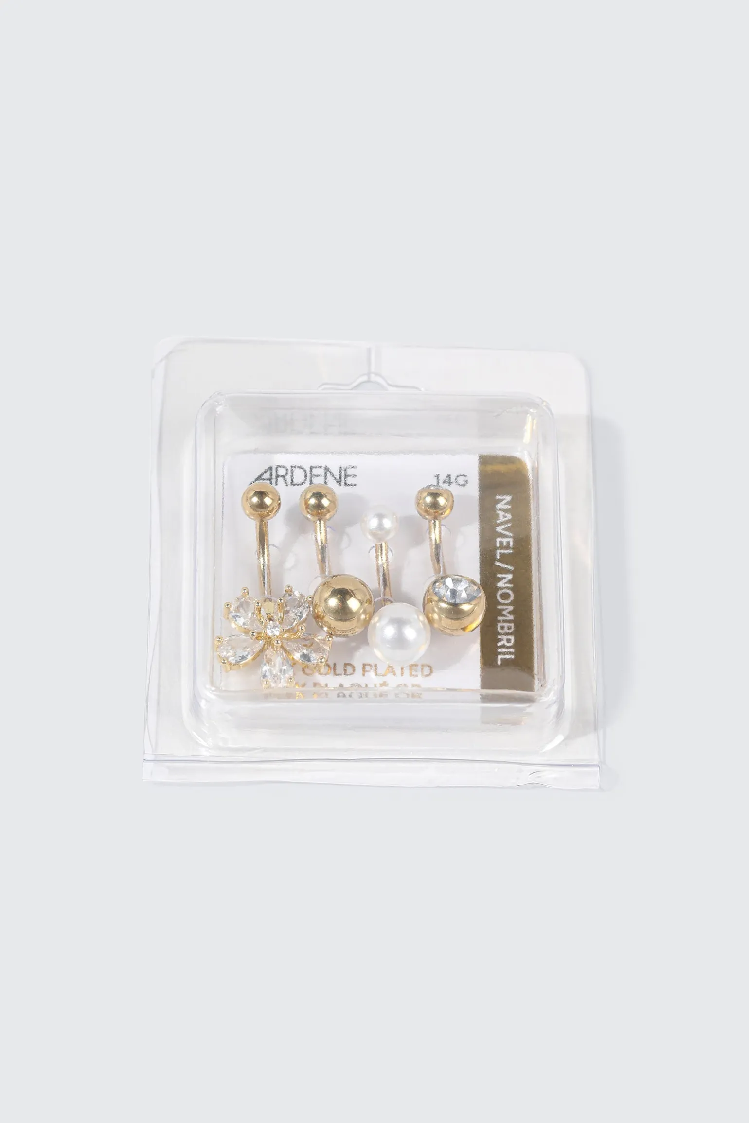 4-Pack 14K Gold Plated Navel Piercings