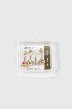 4-Pack 14K Gold Plated Navel Piercing