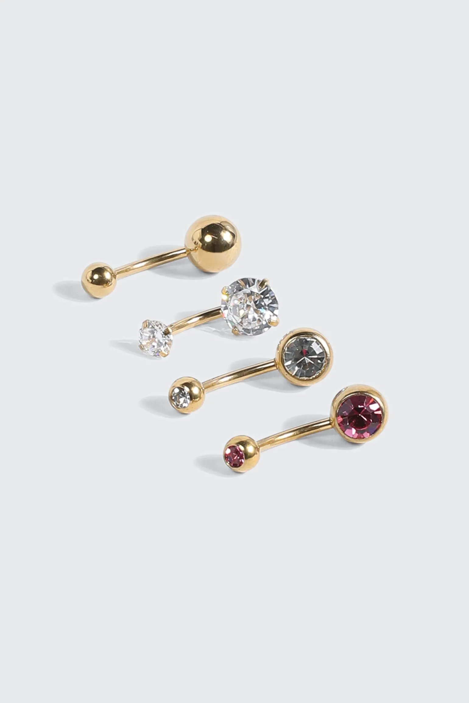 4-Pack 14K Gold Plated Navel Piercing