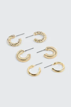 3-Pack 14K Plated Hoop Earrings