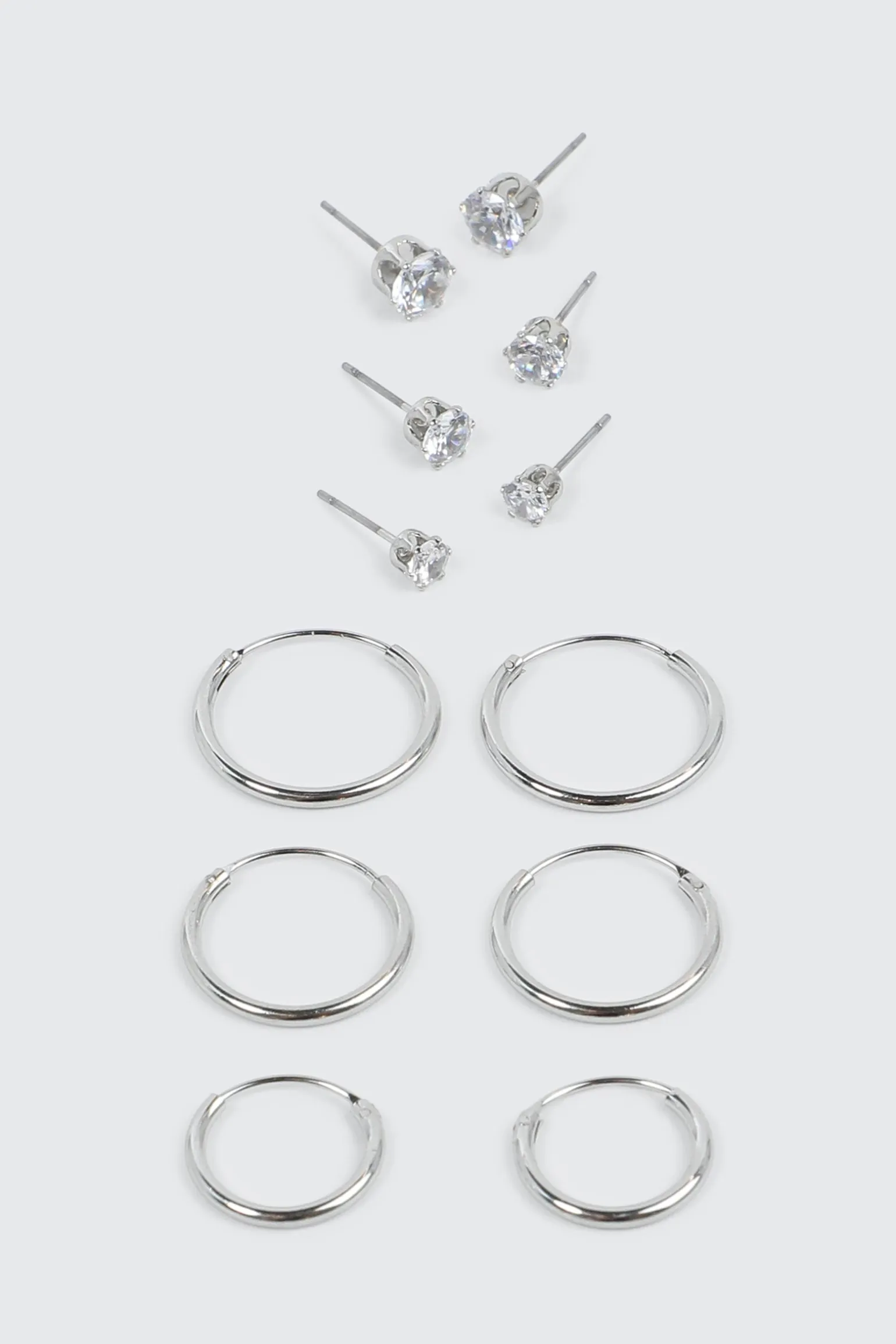 6-Pack 14K White Gold Plated Earrings