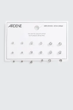 6-Pack 14K White Gold Plated Studs