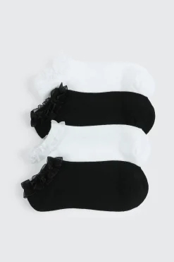 4-Pack Lace Edge Ankle Socks