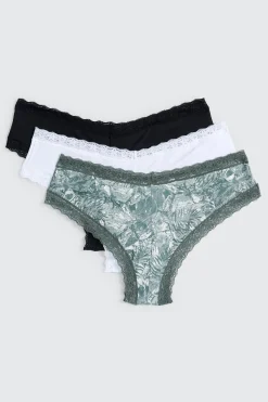 3-Pack Lace Trim Cheeky Panties