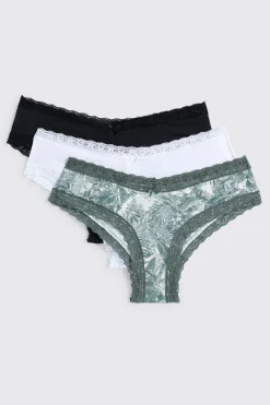 3-Pack Lace Trim Cheeky Panties