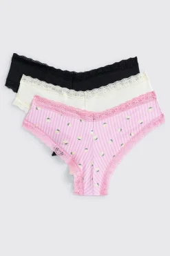 3-Pack Lace Trim Cheeky Panties