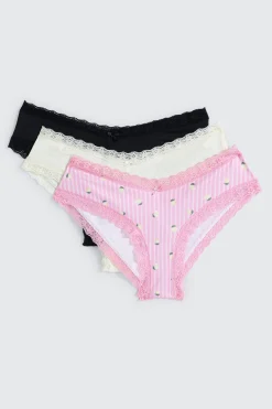 3-Pack Lace Trim Cheeky Panties