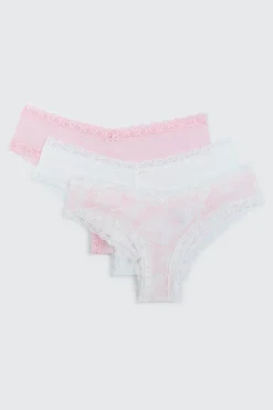 3-Pack Lace Trim Cheeky Panties