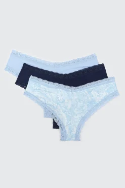 3-Pack Lace Trim Cheeky Panties