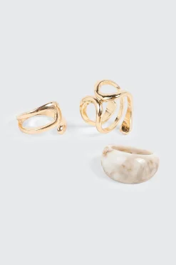 3 Pack Marble Twist Rings