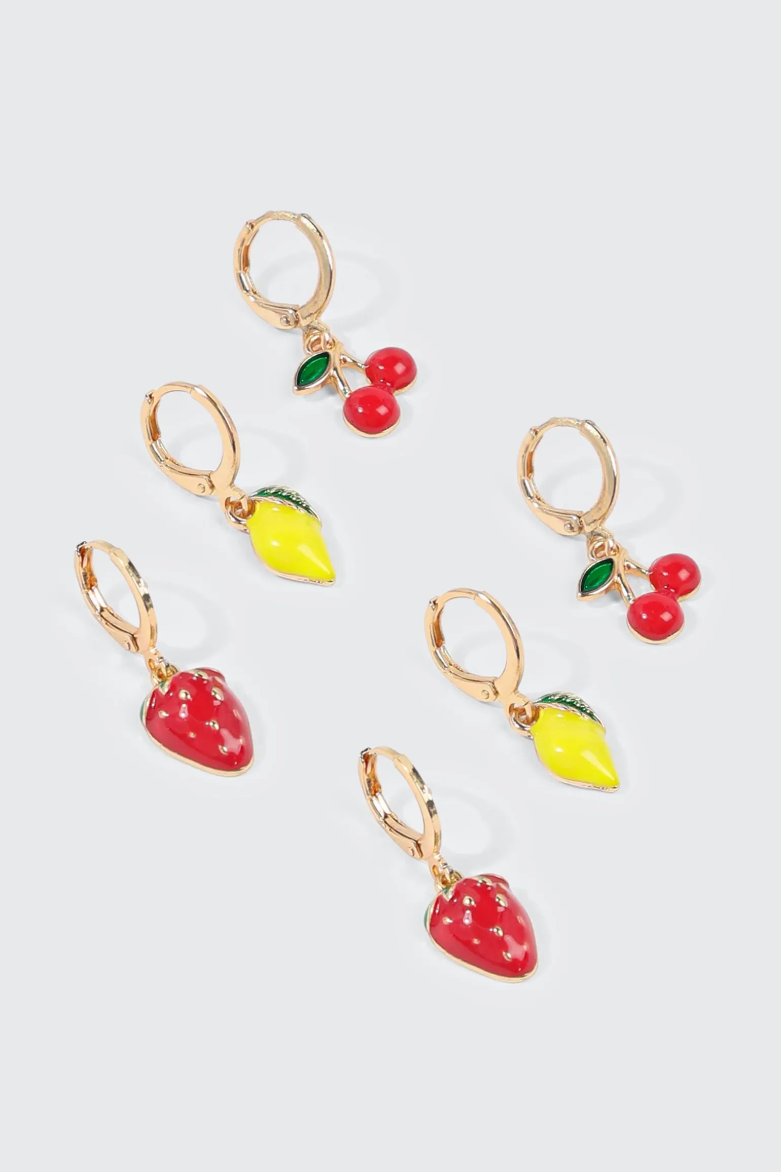 3-Pack Mini Hoop Fruit Earrings