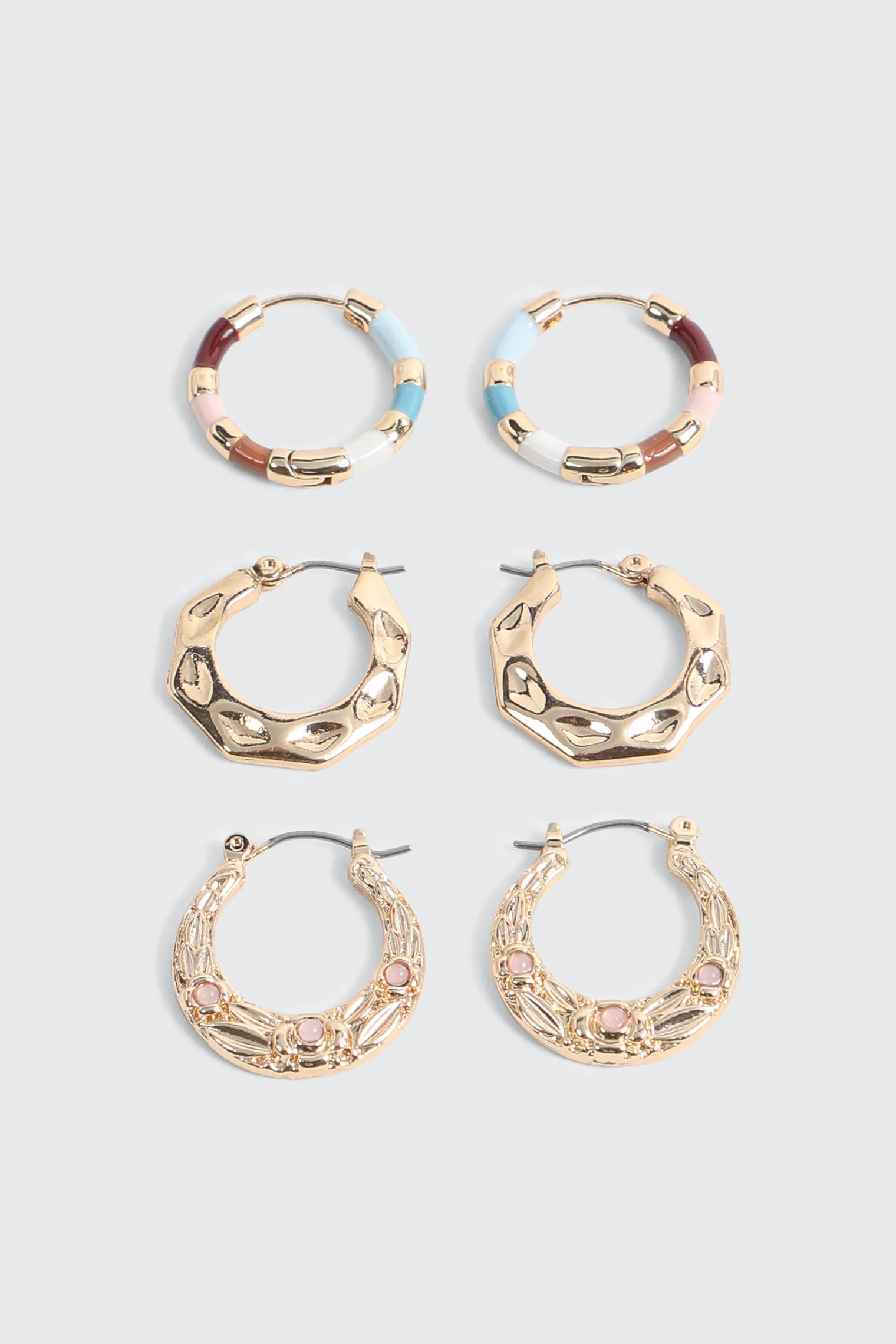 3-Pack Mixed Hoop Earring Set