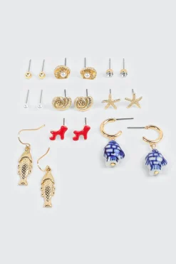 9-Pack Ocean Themed Earrings