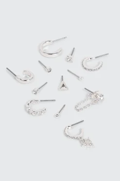 12-Pack of Silver Tone Mix Earrings