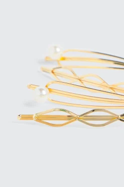 4-Pack Pearl-Embellished Cutout Hair Pins