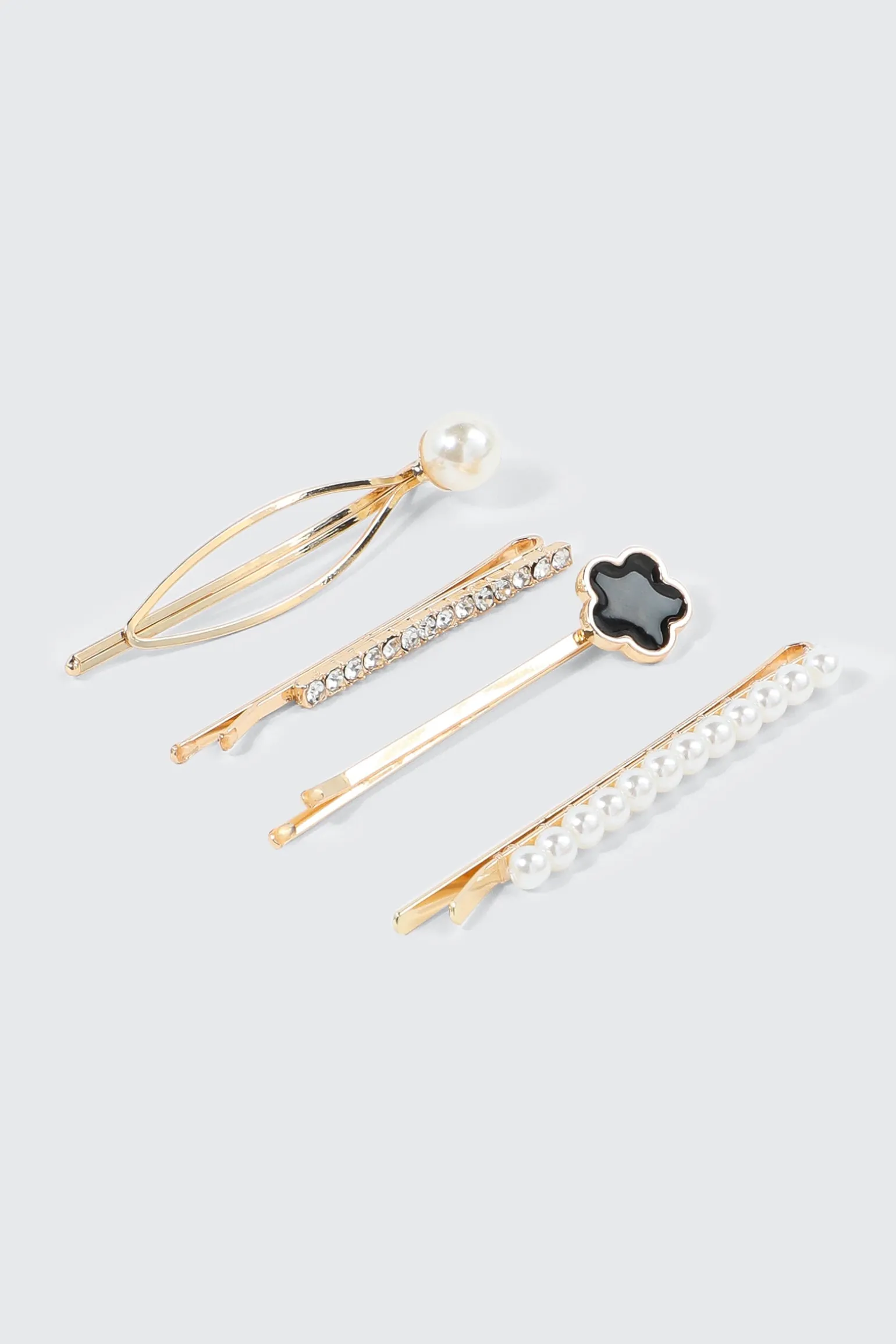 4-Pack Pearl & Rhinestone Hair Pins