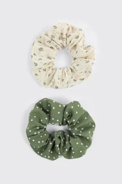2-Pack Polka Dot and Floral Scrunchies