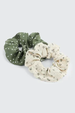 2-Pack Polka Dot and Floral Scrunchies