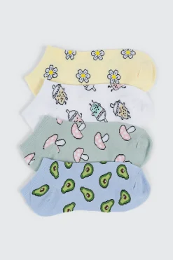 4-Pack Printed Ankle Socks