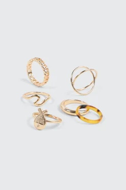 5-Pack Rings with Fish detail