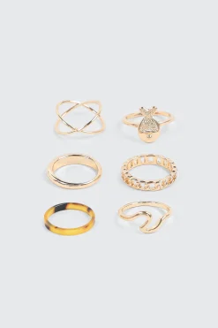 5-Pack Rings with Fish detail