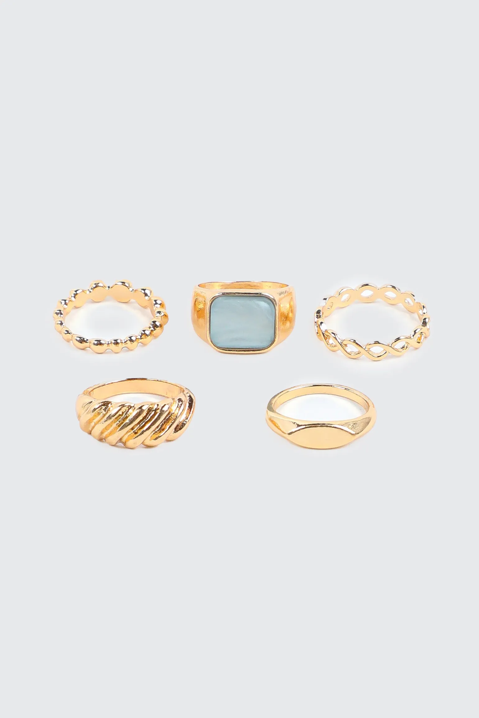 5-Pack Rings with Seafoam Stone Detail