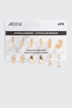 6-Pack Sphere & Twist Hoop Earrings