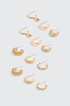 6-Pack Sphere & Twist Hoop Earrings