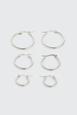 3-Pack Stainless Steel Hoop Earrings