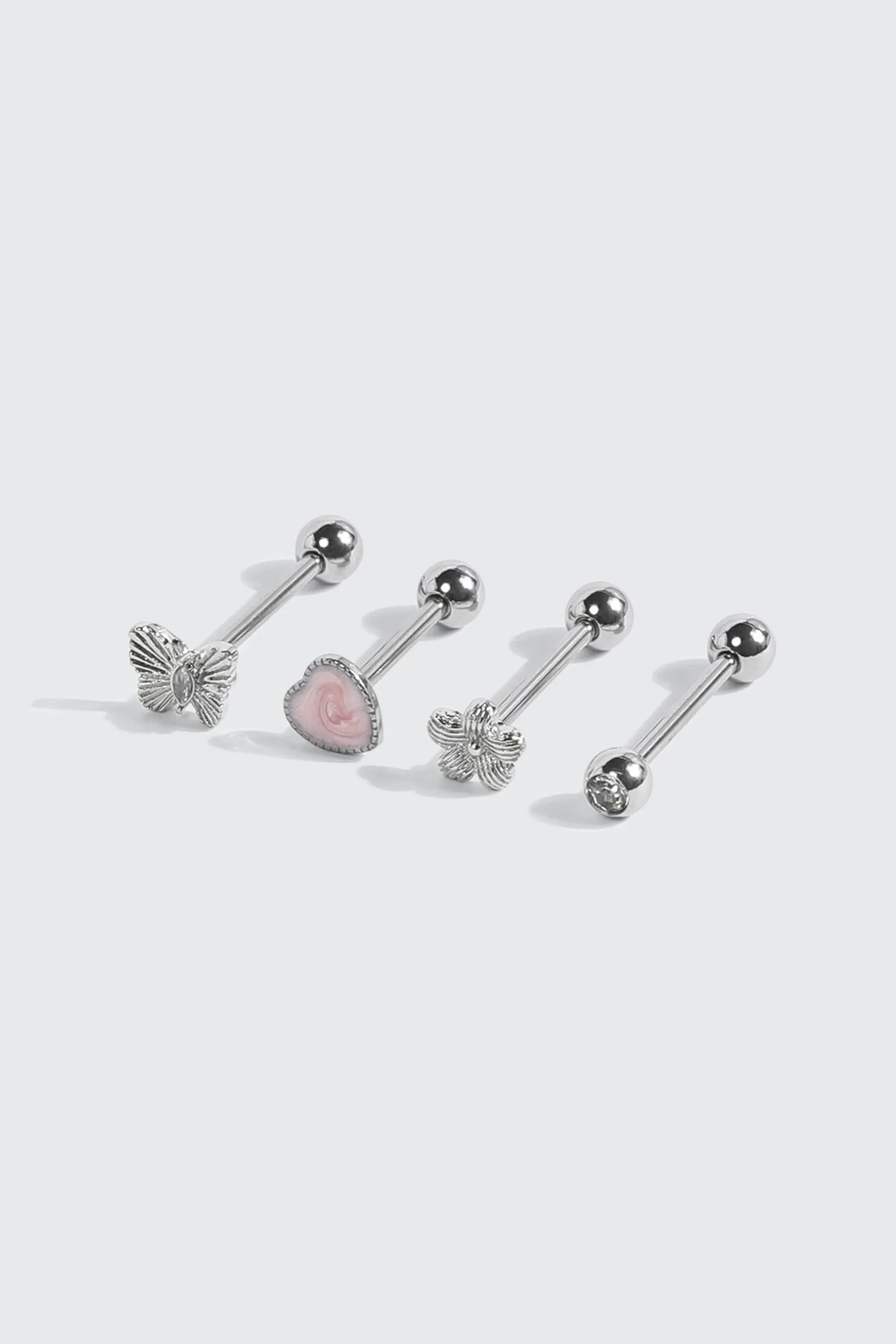 4-Pack Stainless Steel Tongue Piercing