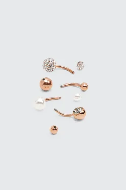 4-Pack Stone & Pearl Navel Piercings