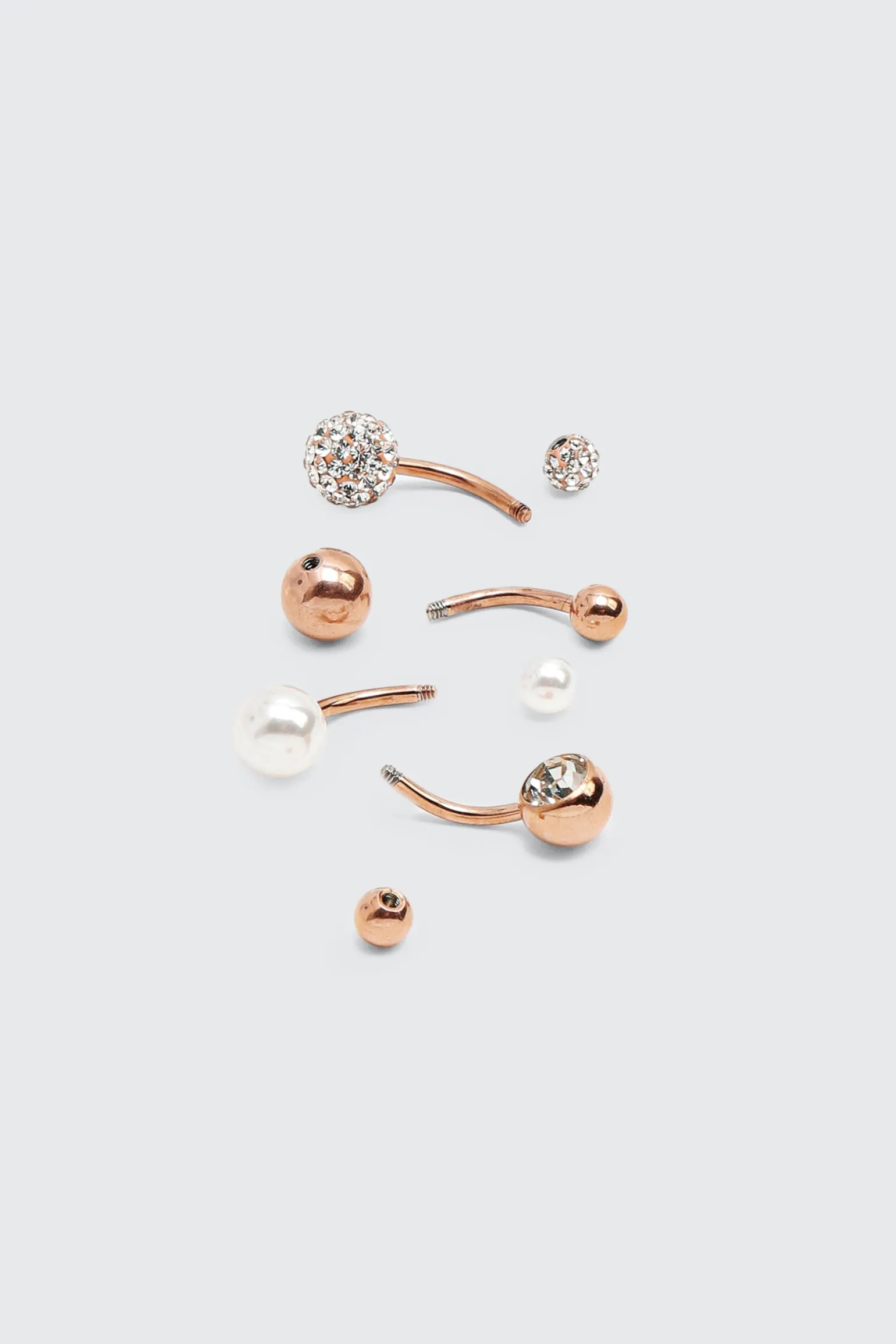 4-Pack Stone & Pearl Navel Piercings