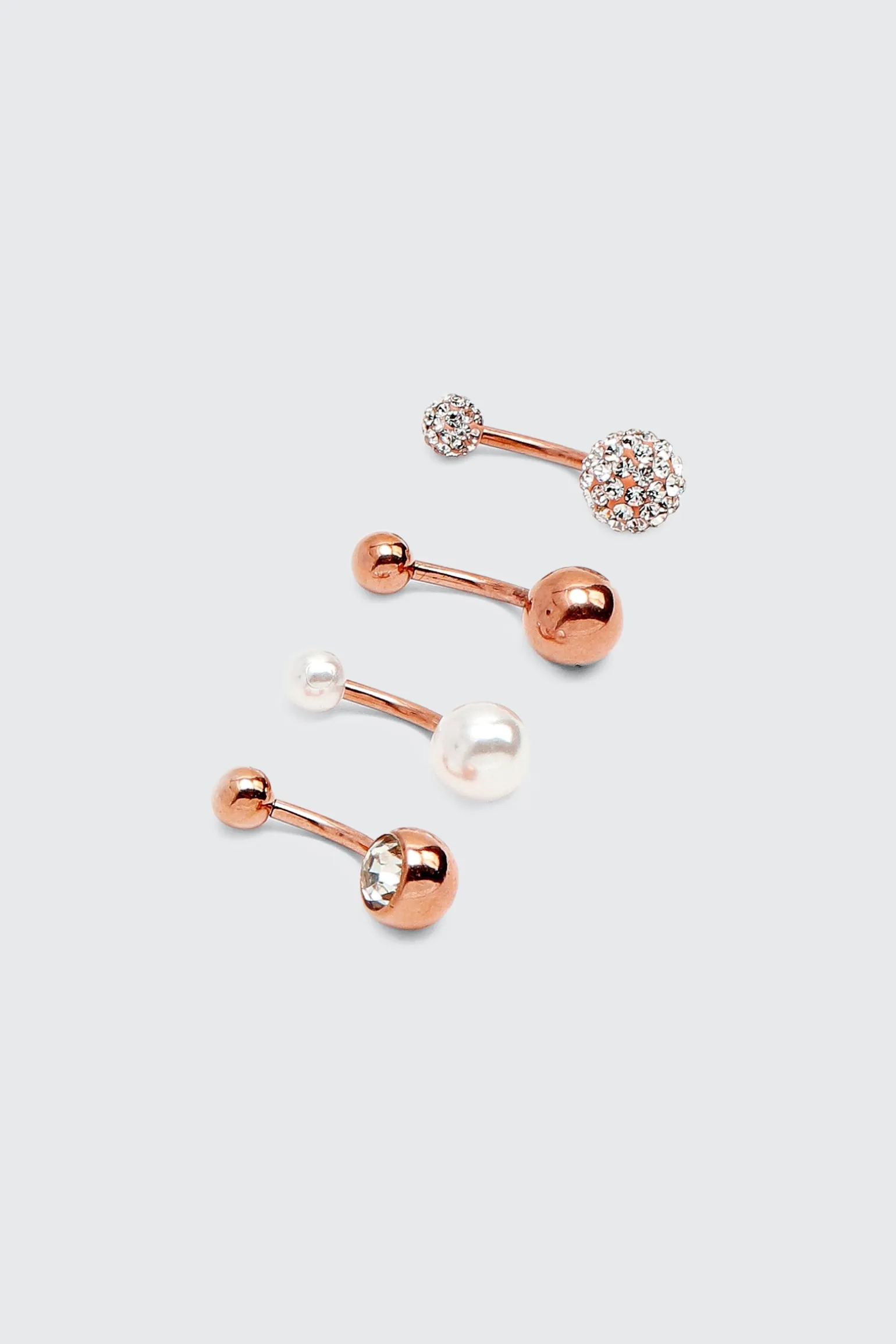 4-Pack Stone & Pearl Navel Piercings