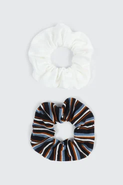 2-Pack Striped & Solid Scrunchies
