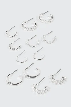 3-Pair Twisted Huggie Hoop Earrings