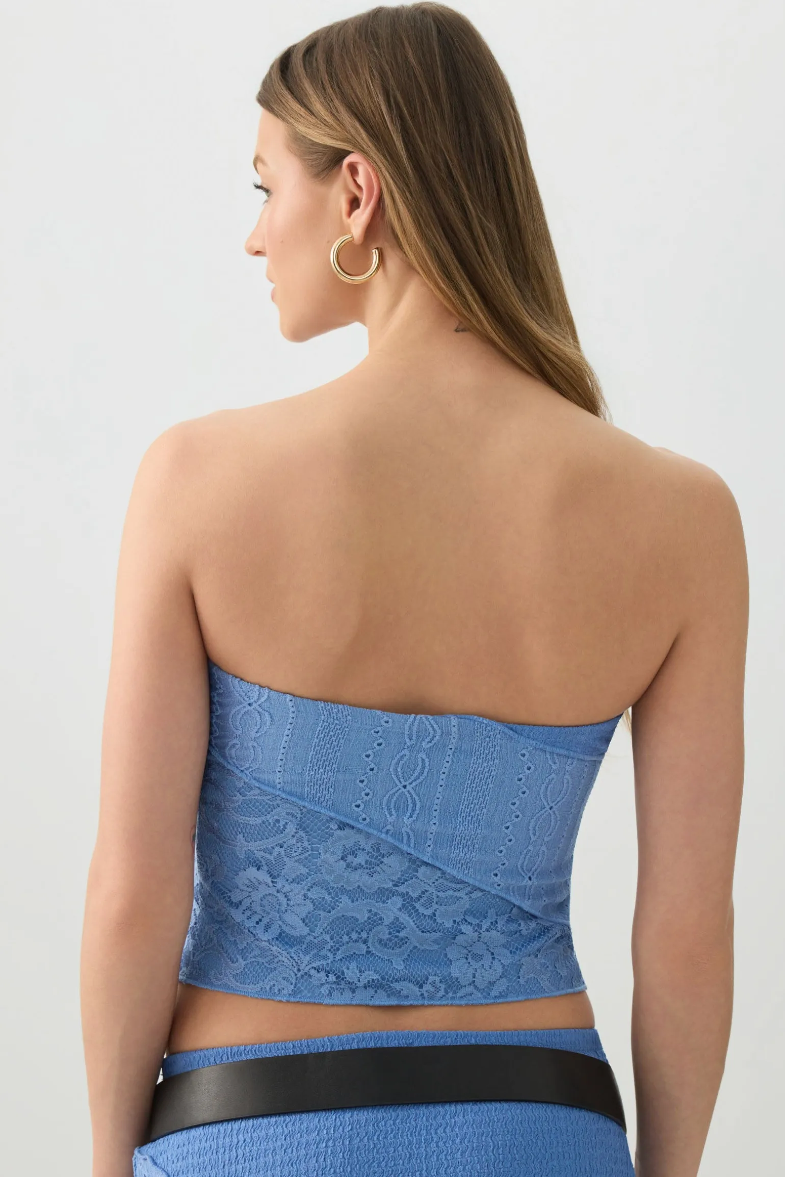 Patchwork Knit Lace Tube Top