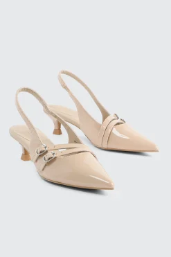 Patent Double Buckle Slingback Pumps