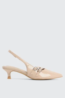 Patent Double Buckle Slingback Pumps