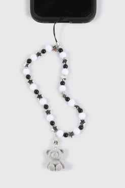 Phone Charm with Beads and Fuzzy Bear