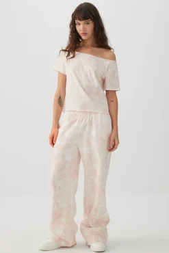 Pink Camouflage Off Shoulder T-Shirt