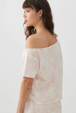 Pink Camouflage Off Shoulder T-Shirt