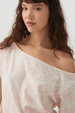 Pink Camouflage Off Shoulder T-Shirt