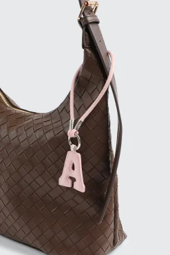Pink Initial A Faux Leather Charm with Wristlet