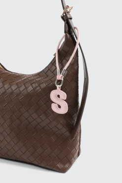 Pink Initial S Faux Leather Charm with Wristlet