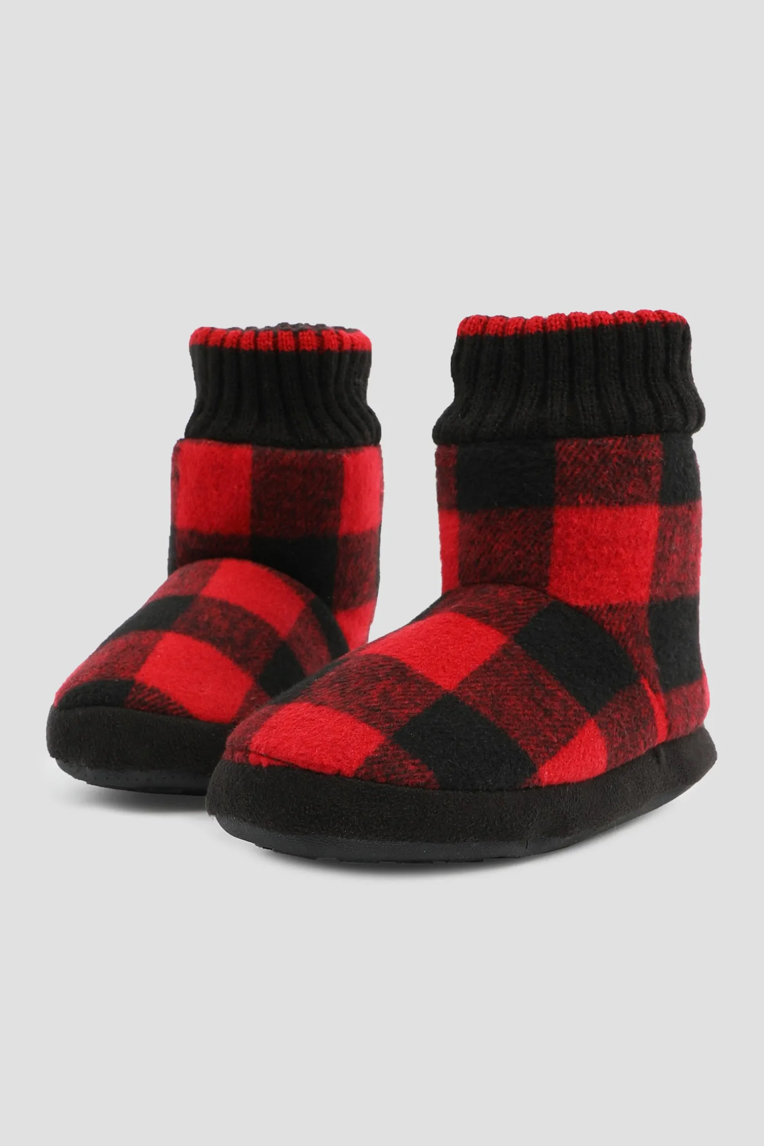 Plaid Bootie Slippers for Kids
