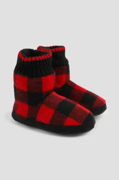 Plaid Bootie Slippers for Kids