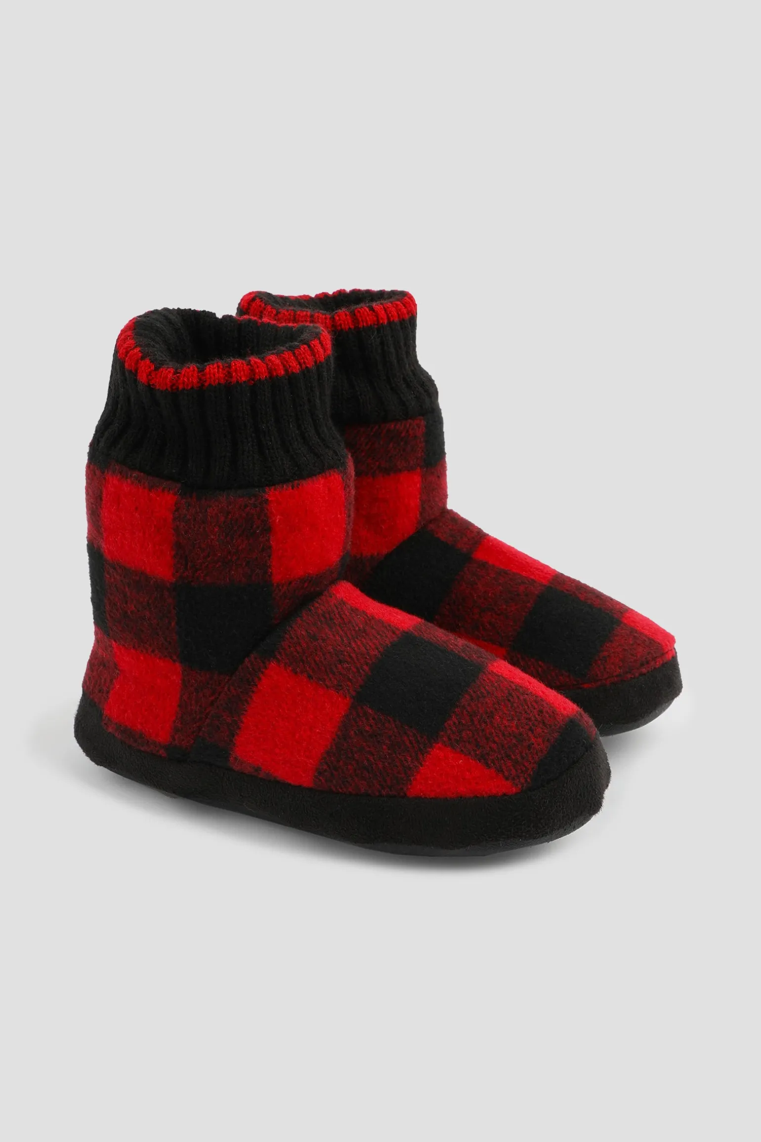 Plaid Bootie Slippers for Kids