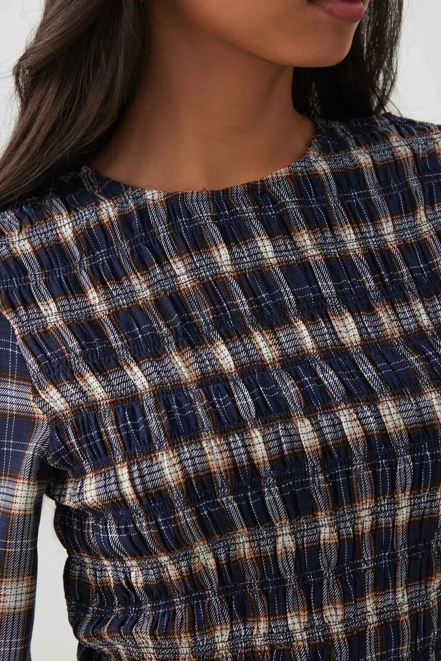 Plaid Crinkled Blouse