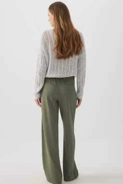 Pleated Pull On Wide Leg Trouser
